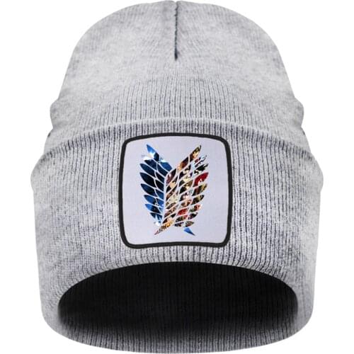 Attack On Titan Print Beanies Hats Hot Fashion Unisex Winter Knitted Hat 2021 New Brand Warm Hip Hop Knitted Hats Solid Beanie