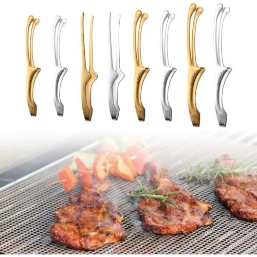 Barbecue Tongs Convenient Use Premium Stainless Steel Non-Slip Serrated Self-Standing Tongs for Salad Camping Buffet