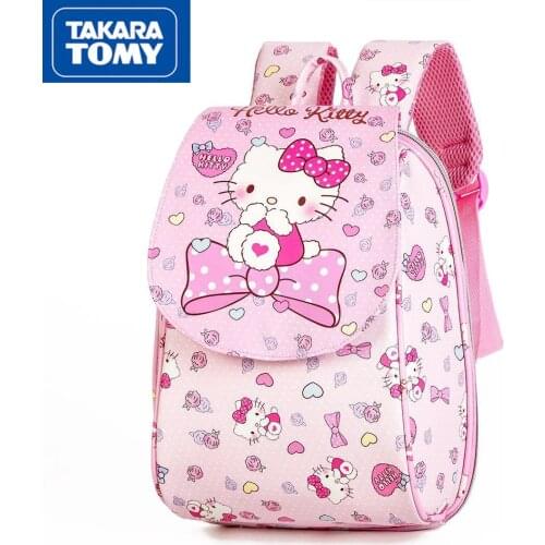 Sanrio Hello Kitty Girl School Bag Student Children Backpack Children PU Leather Melody Backpack New Lightweight Handbag