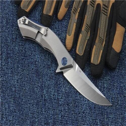Blue Moon Folding Knife With Steel Handle D2 Blade Outdoor Survivcal Hunting Camping Tactical EDC Tool Gift For Men