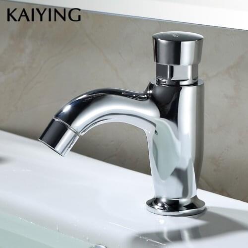 KAIYING Brass Time Delay Basin Faucet Touch Press Auto Self Closing cold Water Saving Tap for Public Toilet Metered Faucet,2893