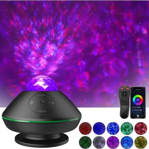 Star Projector LED Ocean Wave Galaxy Night Light With Remote Control WiFi Smart App Bluetooth Music Speaker for Baby Kids Adults