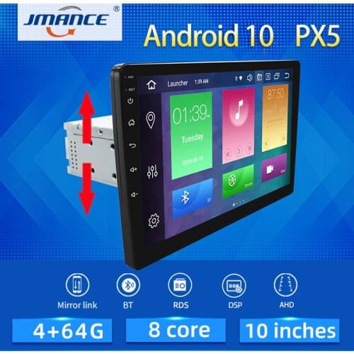 JMANCE 10"Universal Octa Core 1Din Car Android 10 Radio Multimedia Player PX5 4G RAM 64G ROM GPS Navigation IPS Screen TDA 7851