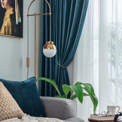 High-grade Velvet Curtains Nordic Shading Haze Blue Gray Blue Suitable for Living Room Bedroom Top Thick Velvet Curtains Custom