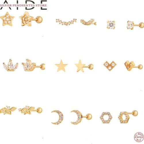 AIDE 1pcs S925 Sterling Silver Star Snowflake Diamond Earrings For Women Hollow Ear Bone Pierceing Earrings Fashion Jewelry