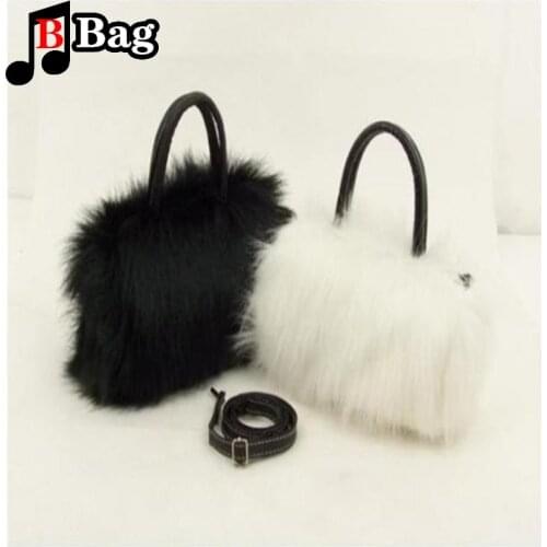 Winter Fashion Faux Rabbit Fur Women Handbag Shoulder Bags Luxury Plush Female Crossbody Bag Lady Small Purse leisure bag