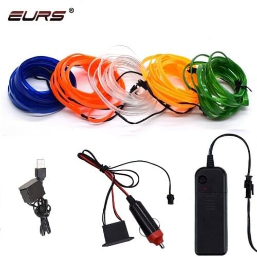1M 2M 3M 5M Neon Light Glow EL Wire String Strip Rope Flexible Tube Light Car Interior Atmosphere Decor Lamp Line Decorated prop