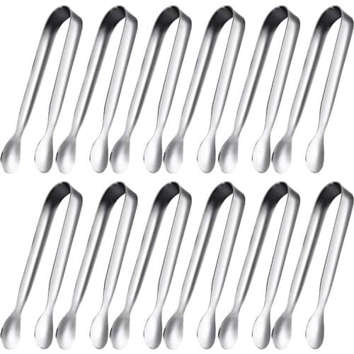 12 Pcs ​Sugar Tongs Ice Tongs Stainless Steel Mini Serving Tongs Kitchen Tongs for Tea Party Coffee Bar Kitchen(Silver)