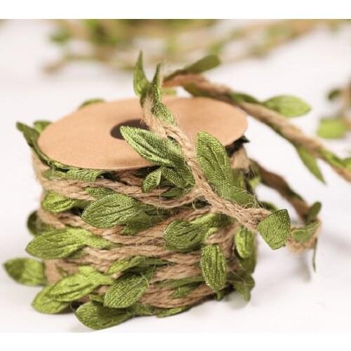 2M 5M Simulation Green Leaves Weaving Hemp Rope DIY Wedding Birthday Wedding Decoration Rattan Gift Bouquet Packaging Rope 5mm