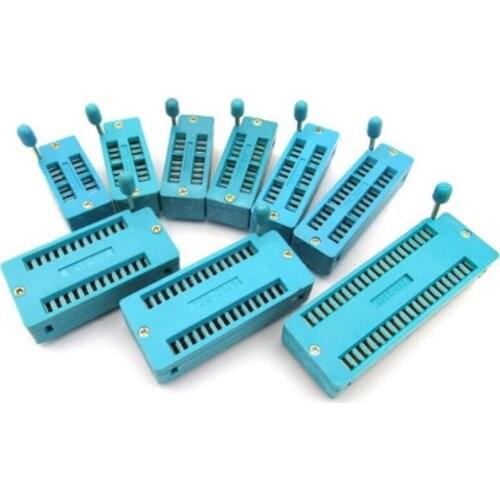 2PCS 14 16 18 20 24 28 32 40 P Pin 2.54 MM Green DIP Universal ZIF IC Socket Test Solder Type IC lock seat zif socket