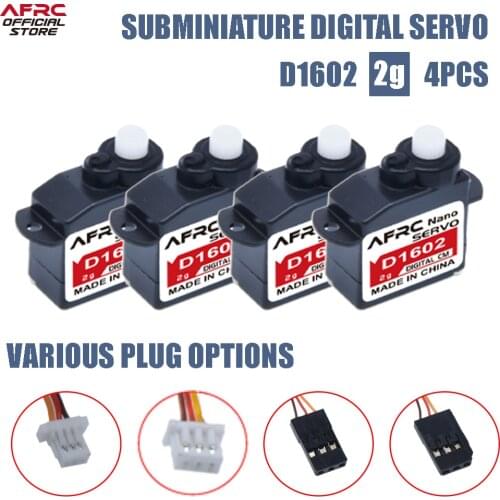 AFRC-D1602 2g 4PCS Super micro Digital Servo JST and JR Connector For RC plane car toys Model is special DIY assembly upgrading
