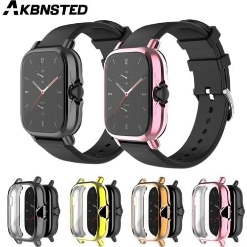 AKBNSTED For Amazfit GTS 2/2e Case Cover Soft TPU Silicone Protective Case For Huami Amazfit GTS 2e/2 Watch Full Protector Frame