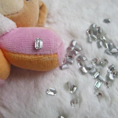 CG-09 5pcs Cute 4x6mm Glass Point-back Rectangle Crystal Gem Decoration Nail Art Decorations
