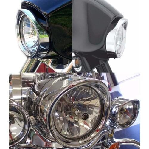 Motorbike Accessories Round LED Headlight for Harley Touring Road King Electra Glide Forward Driving Headlamp Visor Trim Ring