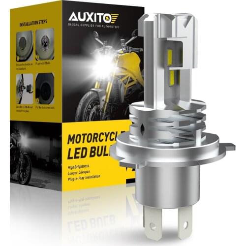 AUXITO 1PCS 6000K White DC 12V H4 9003 Motorcycle Light Bulbs For BMW KAWASAKI YAMAHA HONDA SUZUKI DUCATI MV AGUSTA KTM