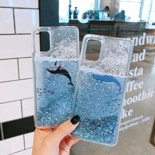 Whale Shark Dynamic Liquid Quicksand Glitter Case For Samsung Galaxy A01 A10 A10s A20s A21s A30 A31 A60 A750 Cover