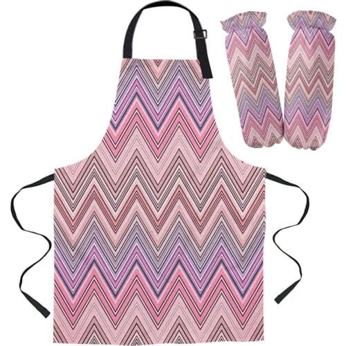 Ethnic Style Zigzag Stripes Abstract Kitchen Apron Baking Accessories Sleeveless Aprons for Men Women Home Cleaning Tools