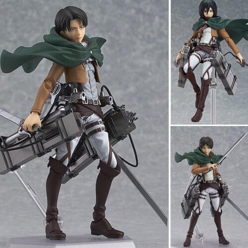 Anime Figures Attack on Titan Toys PVC Eren Jaeger #207 Levi Ackerman #213 Mikasa #203 Action Figurals Model Doll Juguetes Figma