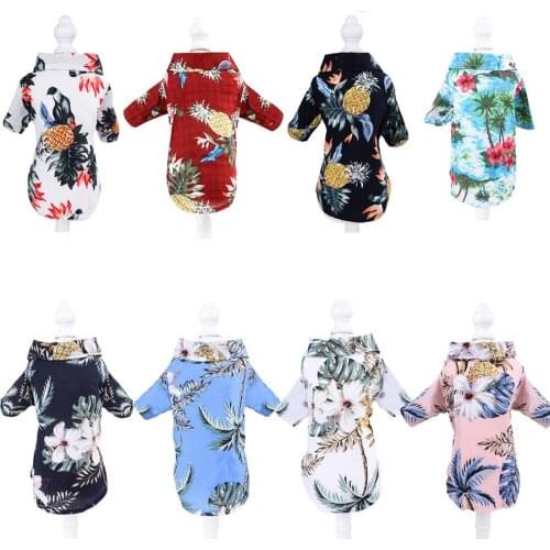 Hawaiian Print Pet Costume Vacation Dog Clothes for Dog Shirt for Summer Dog Coat Cat Outfit Pug Bulldog Chihuahua Pets Product