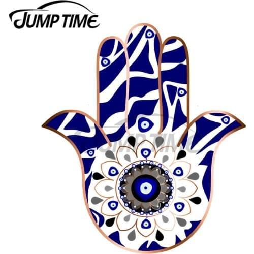 JumpTime 13 x 6.8cm Talk to the Evil Eye Hamsa Hand Bumper Car Stickers Refrigerator Decal Occlusion Scratch Car Assessoires