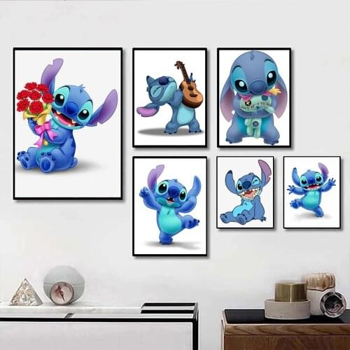 Disney Art Cartoon Lilo Stitch Canvas Paintings Cute Stitch Posters and Prints Wall Art Picture for Living Room Home Decoration