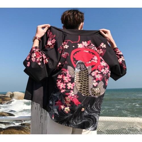 Kimono cardigan men Japanese obi male yukata mens haori Japanese samurai kimono shirt men traditional japanese clothes FF2676