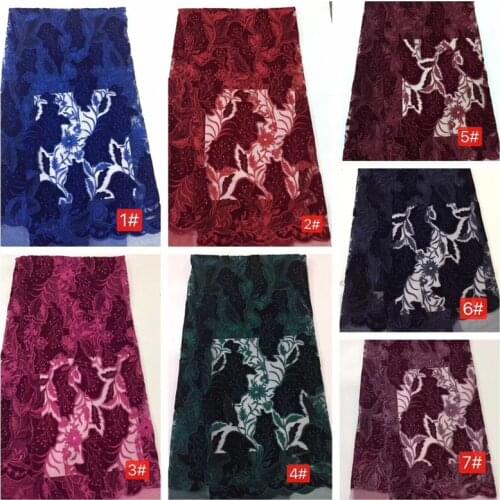 Beautiful velvet flowers Nigerian fabric new arrival African embroiderd lace fabric with nice design YG-620
