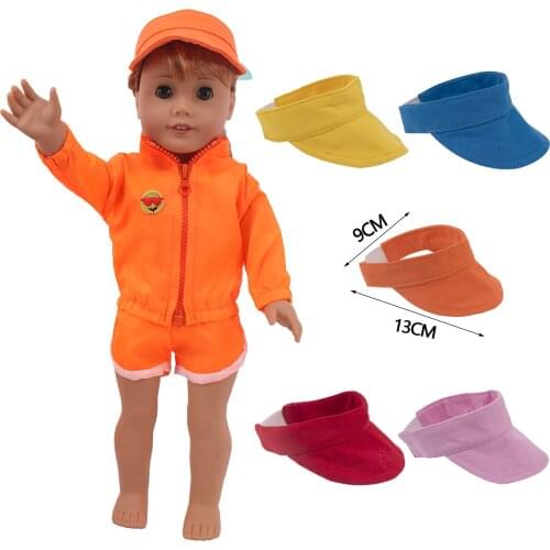 Doll Clothes Uncapped Sun Visor Sports Big Brim Hat,Normal Brimmed Hat Fit 18Inch American Borne&43Cm Born Baby Doll Accessories