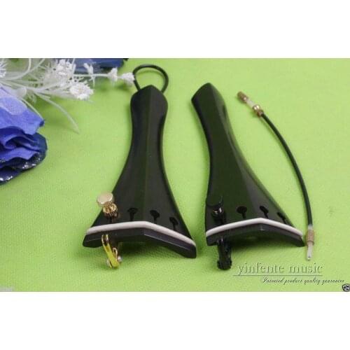 2pcs 4/4 violin tailpiece Ebony wood Bone Inlay Fine Tuner Hill Type Violin Part