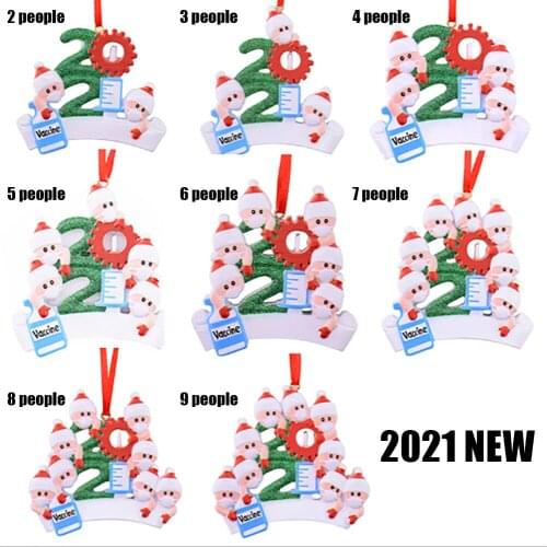 2021 New Survived Family Ornament Resin Xmas Decoration Commemorate Quarantined at Home Personalized Tree Christmas Ornament