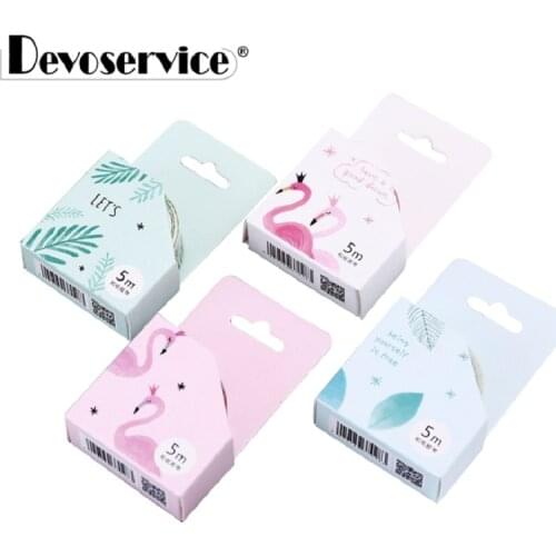 New Kawaii Cute Flamingo Leaves Washi Tape DIY Scrapbooking Sticker Label Masking Tape For School Office Supply Gift Stationery