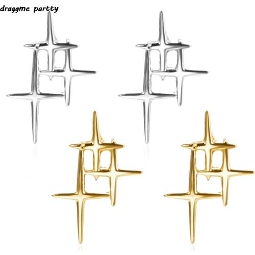 New Charm Vintage Metal Cross Stud Earrings Set Dream Star Jewelry Gifts For Women