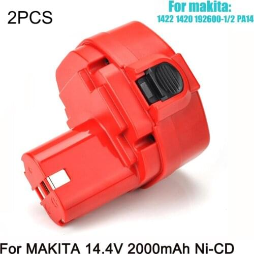 2 pcs Eleoption 14.4V 2000mAh Ni-CD Rechargeable Power Tool Replacement Battery for Makita PA14 1420 1422 1433 1434 1435 1435F