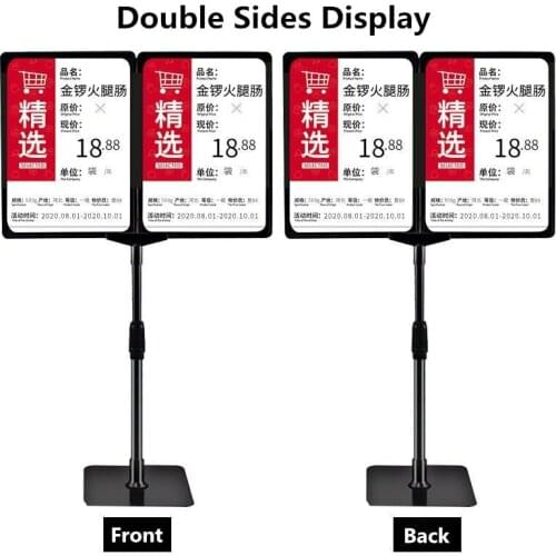A4 T-Sign Adjustable Sign Holder Poster Frame Desktop Counter Stainless Steel Advertising Banner Display Stand