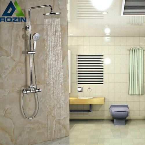 Luxury Chrome Bathroom Thermostatic Shower Valve Dual Handle Bath Shower Mixer Faucet with Hand Shower