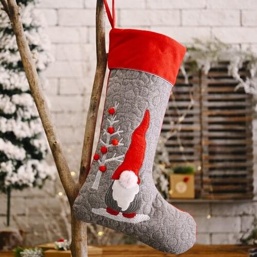 Christmas Decorations New Red and Gray Faceless Doll Christmas Socks Creative Gray Forest People Christmas Socks