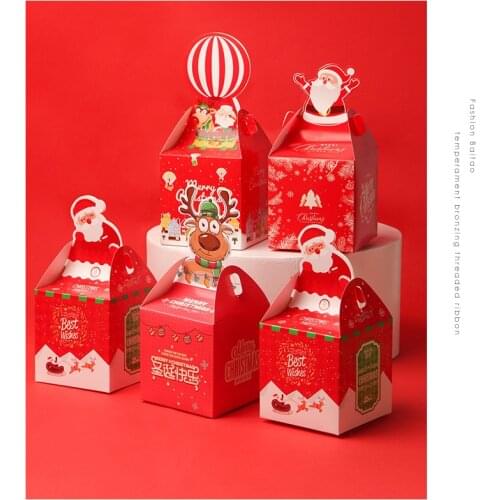 Christmas Gift Box Paper Santa Claus Snowman Candy Cookie Star Christmas Hand Bag Pack Boxes