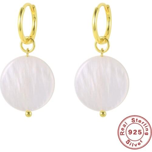 BOAKO 925 Sterling Silver Earrings Crystal White Shell Drop Earrings For Women 2021 Piercing Loop Earings Joyero Aretes Chian