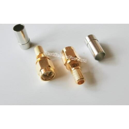 2Pcs SMA Connector Male Window Crimp For RG58 RG142 LMR195 RG400 Cable Connector