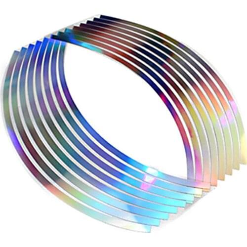 Car Reflective Sticker 10/12/14/18 Inchesmotorcycle Decal Laser Wheel Rim Tape 16 Stripes Reflective Body Sticker Accessories