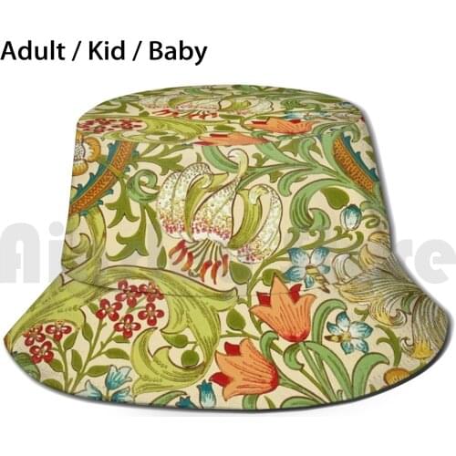 William Morris Golden Lily Sun Hat Foldable UV Protection William Morris Floral Morris Pre Raphaelite Vintage