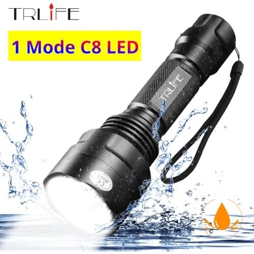 Waterproof C8 1 Mode Professional Hunting Flashlight Tactical Flash Light T6 L2 LED Torch Aluminum Hiking for Camping Use 18650