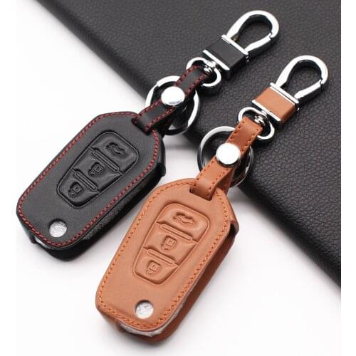 For LiFan X60 3 buttons high quality leather remote control key cover case protection bag folding Auto Accessories