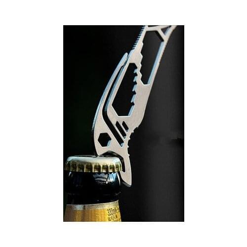 1PC Stainless Steel EDC Multifunction Fish Shape Pocket Card Tool Opener Wrench Screwdriver Quick Knotting Rope Connect Tool