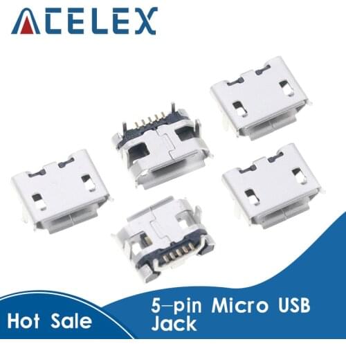 50Pcs Micro USB Connector 5 Pin usb Jack charging Socket Female For MP3/4/5 Huawei Lenovo ZTE And Other Mobile Table tels set