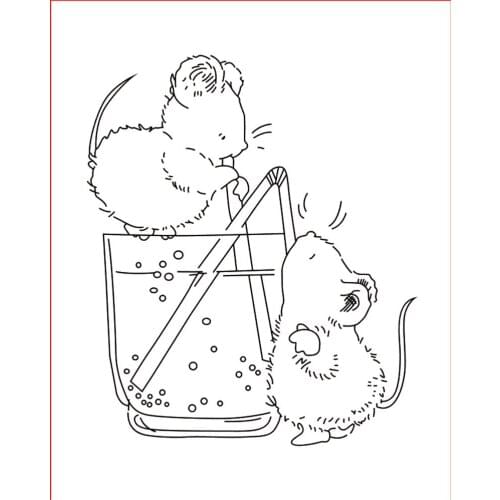 10x8 Two mice drinking water New Transparent Clear Rubber Stamp Sheet Cling Scrapbooking Photo Album PaperCard DIY Craft
