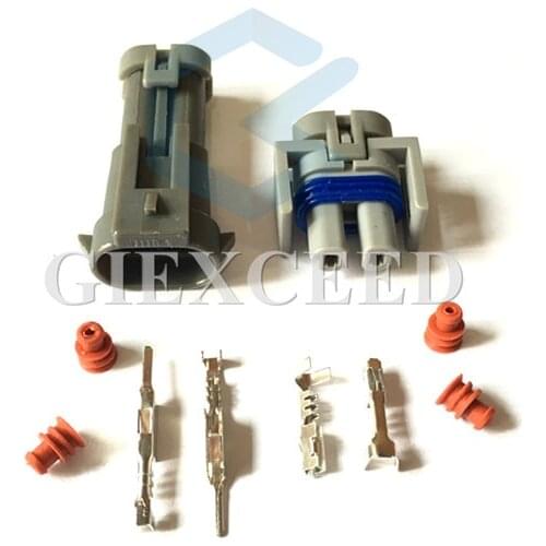 2 Sets Automotive 2 Pin Female Male Auto Harness Connector Compressor Air Conditioner Socket For Buick Chevrolet