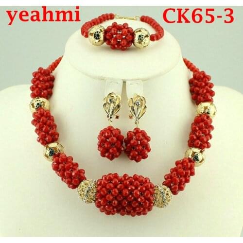2020 Fashion Women Dubai Gold-color Jewelry Sets Big Nigerian Wedding African Jewelry Sets african beads jewelry set CK65-1