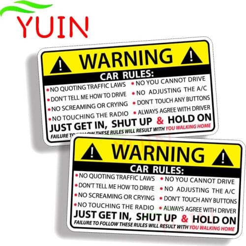 2 X 10 *6cm Cars Safety Warning Rules Car Sticker Personality PVC Body Decoration Auto Accessories Waterproof Sunscreen Decal