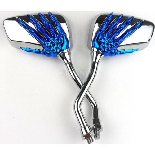 40Pcs/Lot 2Pcs/Pair Motorcycle Motorbike Skull Hand Rear View Glass Mirrors
